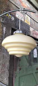 Art Deco Lightshade: Cream Deco Beehive with Yellow Bands    CDB