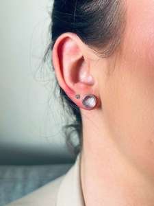 Earrings: Carta Studs - Rose Quartz