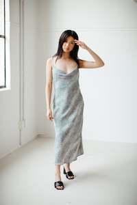 Lucky Last: Uma – Cowl Neck Slip Dress in Taniwha Print