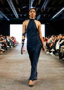 Tātai Halterneck Dress in Midnight