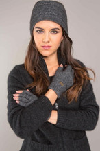 Koru Fingerless Gloves - Possum Merino K050