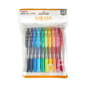 Sets Pens Markers And Highlighters: Zebra Sarasa Clip Gel Pens | 10 pack