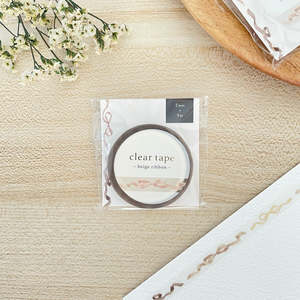 All Washi Tapes: Clear Tape - 7mm | Beige Ribbon