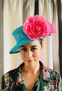 Products: SOLD/Deliciously Vibrant Peacock Blue Hat – MJ Hatz