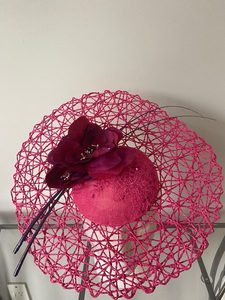 Products: SOLD/Devine Pink Fuscia Fascinator – MJ Hatz