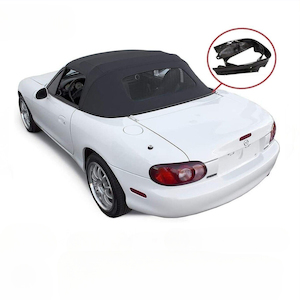 Products: Mazda MX5 Soft Top Plastic Window 1989-2004 NA/NB with Rain Rail - Black - MJs Trading NZ- One-Stop for Jeep Wrangler Accessories