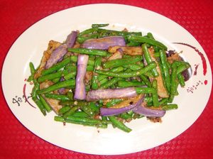 Products: Stir fried Bean & Eggplant with chicken