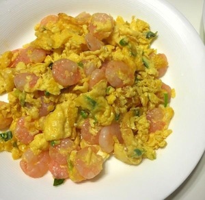 Stir fried prawn with egg