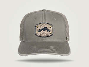 Caps: Fade Flat Brim Trucker Cap - Grey