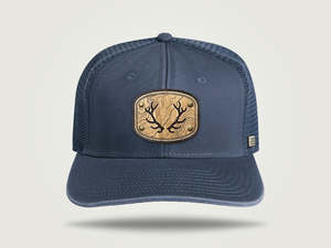Caps: Fade Flat Brim Trucker Cap - Navy