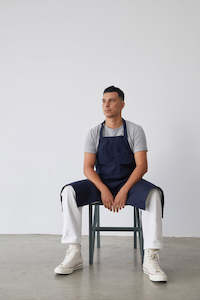 Aprons: Navy M.N Thea Split-Front Apron