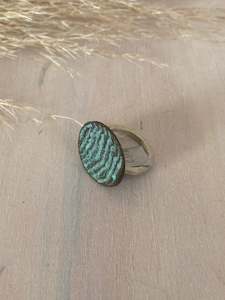 Michele Johnson Jewellry: Verdigris Ripple Ring - Oxidized sterling silver