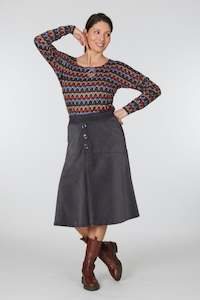Winter 23: Vesta Corduroy Bias Skirt - Charcoal
