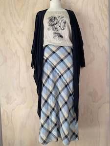 Juna S S 23 24: Juna Maxi Kimono - Black Check
