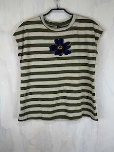 100 Under: Pluto Alice T - Olive Stripe Flower