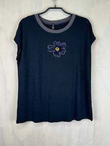 100 Under: Pluto Alice T -  Navy Bamboo Flower