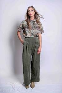 Sheryl May: Sheryl May  - Cord Pleat Trousers - Sage