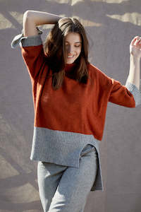 Noble Wilde Winter 24: Two Tone Valentina Tunic | Persimmon/Pewter