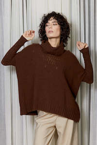 Noble Wilde Winter 24: Lace Tunic Jumper  | Nutmeg