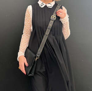 Little Things: Minx Leather Studded Luxe Bag Strap | Black/Silver