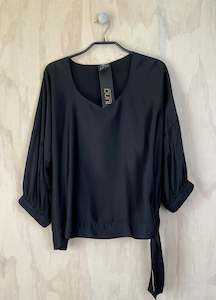 Tops 21: Juna Sash Demelza Top-Black Satin