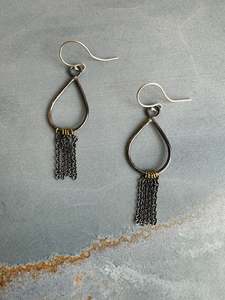 Raindrop Earrings - Oxidised Sterling Silver