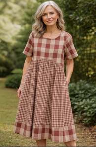 Pluto Tula Dress | Russet Check
