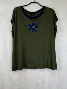 Pluto Alice T |  Olive Bamboo Navy Flower