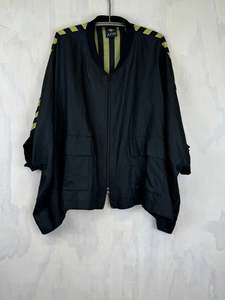 Linen: Juna Cargo Bomber | Noir Linen - Citrine Stripe