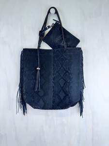 Desti Saint Tassel Bag | Black Snakeskin