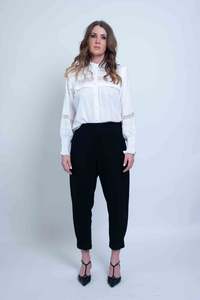 Sheryl May: Sheryl May Wool Crepe Trouser | Black
