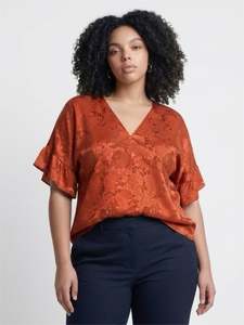 Tops 21: Vesta  Frille Fantail Top - Burnt orange