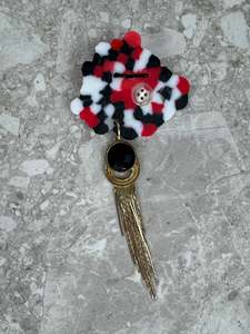 Kara Dodson | Hopeful Cloud Brooches | Black Red & White Tassle