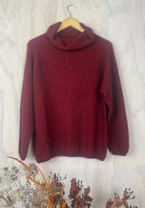 Moss Stitch Cowl Jumper / Sangria