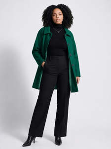 Vesta Winter Pea Coat  - Emerald wool