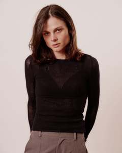 Knitwear Winter 26: Slow Mesh Top | Deep Black