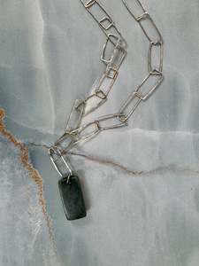 Michele Johnson Jewellry: Pounamu Rectangle Chain Necklace by Michele Johnson