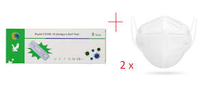 Wfm Essentials: 5 Pack - Healgen Rapid Antigen Test COVID-19 Test Coronavirus Test + KN95 Mask