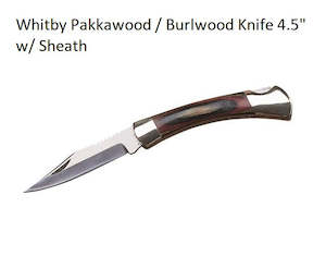 Whitby Pakkawood / Burlwood Knife 4.5" w/ Leather Sheath HK1201