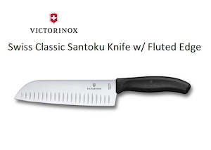 Victorinox Swiss Classic Santoku Knife w/ Fluted Edge - Black 6.8523.17