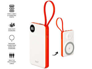 Powerbanks: 3sixT JetPak 3 in 1 Wireless 10000mAh PowerBank - Wht/Orange