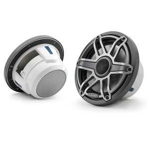 School: Jl Audio M6-770X-S-Gmti 7.7" Marine Coaxial Speakers Gray Titanium Sport Grille
