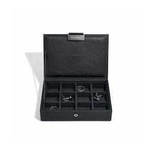 Stackers: Stackers Mini 12 Section Cufflink Box Lidded Black