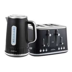 Gifts For Her: Sunbeam French Riviera Breakfast Set Toaster + Kettle - Black