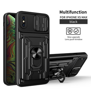 Products: iPhone XS Max Case, Kickstand Case with Slide Camera Cover & Card Holder Slot, Built-in 360° Rotate Ring Stand Magnetic Protective Wallet Phone Case - Mobile City