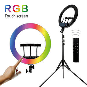 Ring Lights: HQ 18 inch(46cm) RGB Ring Light with 1.9M Tripod Stand & 3 Phone Holders