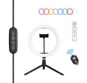Ring Lights: HQ 10 inch(26cm) RGB Selfie Ring Light with Tripod Stand & Phone Holder
