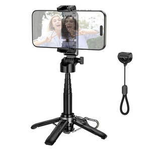 Tripods: Hoco Selfie Stick Quadpod Desk Stand with Bluetooth Remote and Safety Strap K27