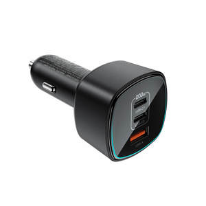 Car Charger: Acefast 200W Super Fast Triple Port Car Charger with Ice Blue LED Light B18