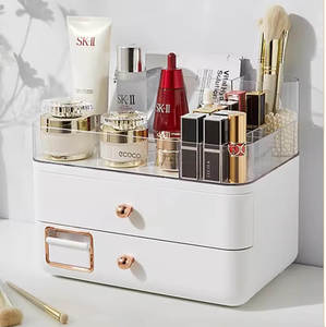 Mobie Double Layer Makeup Organizer with Cotton Pad Storage Dispenser E2371